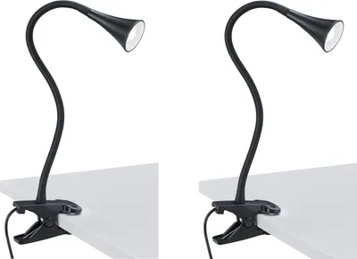 Produktbild von 2er SET LED Klemmleuchte flexibel Schwanenhalslampe in schwarz Schreibtischlampe