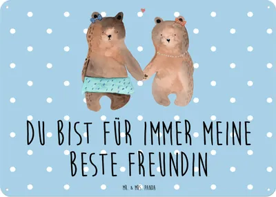 Produktbild von Mr. & Mrs. Panda tafel Bär Freundin DIN A3 - Blau Pastell - Geschenk, Metallbild, Teddy, Beste Freund Liebe Liebesbeweis Verliebt Kumpel Kumpeliene, Wandbild, Türschild