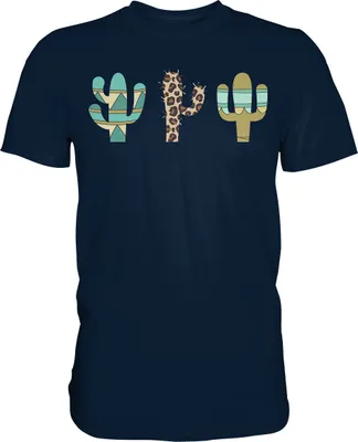 Produktbild von Kaktus Leopard Sukkulenten T-Shirt – Navy / 5XL