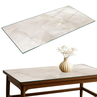 Produktbild von Glasplatte Tisch – Esstischplatte Glas – Tischplatte Glas – Glasarbeitsplatte Tisch – Glasplatte Esstisch – Pflegeleicht – Witterungsbeständig – 140x70 cm – Marmorstrukturmuster