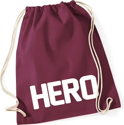 Produktbild von Huuraa Turnbeutel Hero Held 12 Liter Burgundy Baumwolle Rucksack Geschenkidee