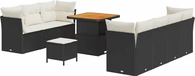 Immagine prodotto di vidaXL Set di divani da giardino 10 pezzi in polirattan nero