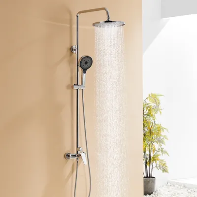 Produktbild von Auralum Regendusche Duschsystem Regenduschset Klassisches Chrom inkl. Kopfbrause Handbrause Höhenverstellbar Duschset für Bad