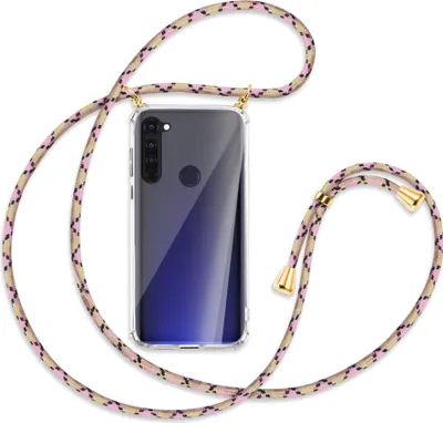 Produktbild von Handykette Backcover-Schutzhülle mit Band (Metall goldfarben) für Motorola Moto G Pro, G Stylus - rosa Karo