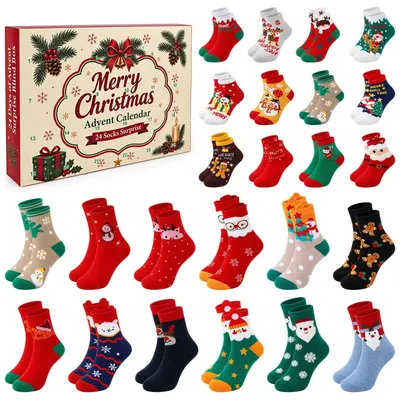Produktbild von Adventskalender Socken 2026 24 Paar Damen Herren 36-44 Baumwolle