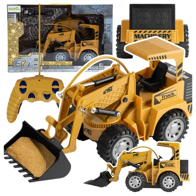 Produktbild von Malplay RC Radlader mit Schaufel, 5CH Fernbedienung, 3,6 V Akku, USB, Baustellenfahrzeug, Spielzeug ab 3 Jahren Gelb