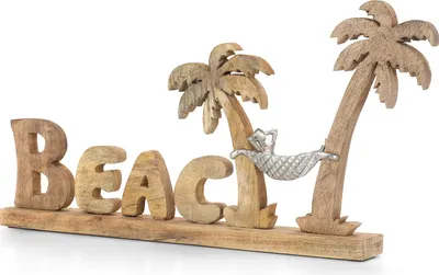 Image de Moritz Sculpture Plage | Vacances sous les palmiers | 70 x 7 x 33 cm | Eté Soleil Mer | Décoration | Deko Présentoir | Hamac