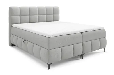 Obrázok produktu pre Postel s pružinovou základňou 200x200 cm, model Altessa, s úložným priestorom - kovové nožičky, matrac H3, vrchná matrac - moderný dizajn, materiál chenille, svetlosivá farba