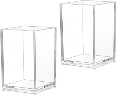 Produktbild von Transparente Acryl Stiftehalter Set von 2 - vielseitiger Organizer für Schreibtisch, Schule und Make-up