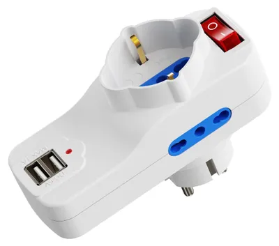Immagine prodotto di Adattatore triplo con presa USB, ciabatta multipresa con 2 prese USB, prese multiple