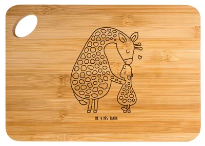 Produktbild von Mr. & Mrs. Panda holzschneidebrett Giraffe Kind - Transparent - Geschenk, Mutter, Afrika, Lieblingsmensch, Holzbrett, Schneidebrett, Tochter, Frühstücksbrettchen, Sohn