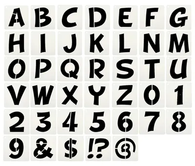 Produktbild von Buchstaben- und Zahlenschablonen - 40-teiliges Set - 1 Zoll - Quadratisch