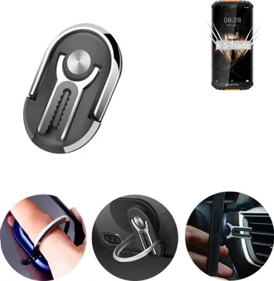 Produktbild von K-S-Trade 3in1 Smartphone-Ring Handy-Ring kompatibel mit Oukitel WP6 Fingerhalterung  Handyring Tischständer Lüftungsgitter-Halterung Tisch Ständer
