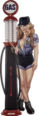 Produktbild von Moritz Blechschild 24 x 70 cm Gas Station Car Girl Tankstelle Power Frau Deko Metallschild Retro Vintage Retro Sprüche lustig