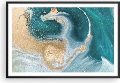 Produktbild von Gerahmtes Poster - Schwarzer Rahmen - Golden Türkis Hintergrund - 91,5x61 cm - Wand Bild - Wanddeko - Wandbilder - Kunstposter - Wandposter - Bilderrahmen - Bilder - Kunstdruck - P2BAA91x61-4969