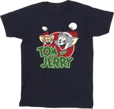 Produktbild von Tom And Jerry - "Christmas Hat Logo" T-Shirt für Herren BI47722 (S) (Marineblau)