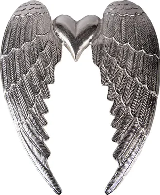 Produktbild von Clayre & Eef Wanddekoration Flügel 38x3x46 cm Silberfarbig Aluminium