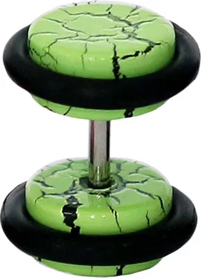 Produktbild von Fake Plug Ohrstecker in Acryl Reißlack Muster 8 mm Farbe - Grün