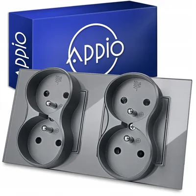 Produktbild von Appio 4-fach Steckdose Glas mit Schutzkontakt Grau