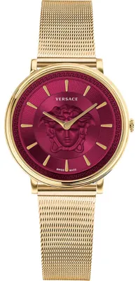 Produktbild von Versace V Circle Medusa Damenarmbanduhr gold rot