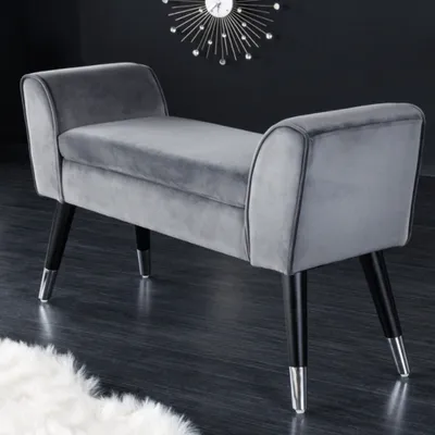 Produktbild von Elegante Sitzbank CAROLIN 90cm grau Samt Armlehne