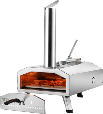 Obrázok produktu pre VEVOR Prenosná vonkajšia pec na pizzu, 12-palcová pec na pizzu, trojpalivová pec na pelety, štiepky a drevené uhlie, nerezový gril na pizzu, vrátane kameňa na pizzu, vodotesného krytu, lopaty, ideálna