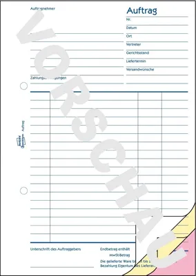 Produktbild von Formularbuch Auftrag A5 3x40 Blatt Packung mit 10 Stück