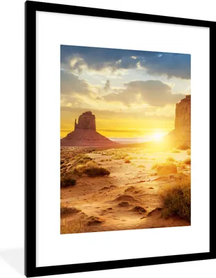 Produktbild von MuchoWow® Gerahmtes Poster Sonnenuntergang - Felsen - Landschaft - Horizont 60x80 cm - Poster mit Schwarzem Bilderrahmen Wandposter Rahmen Foto Bilder - Wohnzimmer - Dekorationen - Prämie