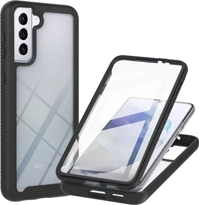 Image de Etui pour Samsung Galaxy S21 FE 5G transparente arrière TPU bumper, antichoc avec film de protection intégré Etui de protection 360° noir