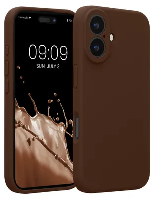 Produktbild von kwmobile Handyhülle für Apple iPhone 16 Hülle - gummierte Handy Silikon Case für iPhone 16 - Schutzhülle Cover - Chocolate