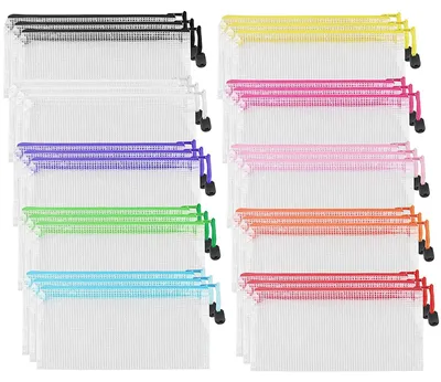 Image de Solidchoice - Lot de 30 pochettes en filet format A6 avec fermeture éclair, idéales pour les documents