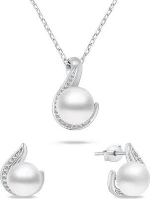 Produktbild von Zeitloses Echtperlen-Schmuckset SET240W ( Ohrringe, Halskette)