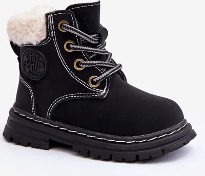 Produktbild von Kinder Gefütterte Stiefel Mit Reißverschluss Mit Lammfell Schwarz Marialee 19