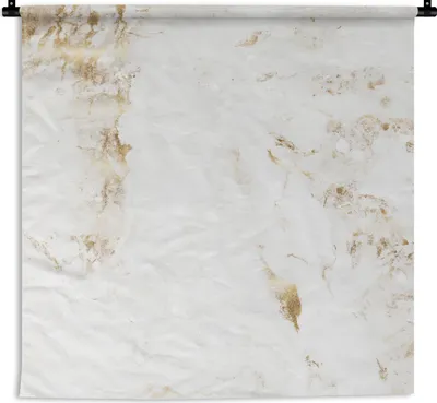Produktbild von MuchoWow® Wandteppich Wandbehang Marmor - Gold - Weiß - Muster 150x150 cm Tapisserie Dekoration Wandtuch - Wohnaccessoires - Modernes