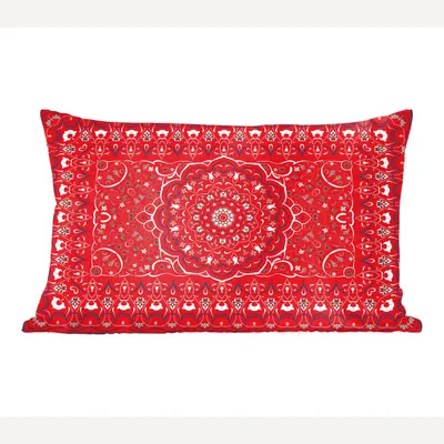 Produktbild von MuchoWow® Zierkissen Sofakissen Wohnzimmer Dekokissen 50x30 cm Persische Teppiche - Teppiche - Mandala - Rot - Wohnzimmerdekoration - Polster mit Photo