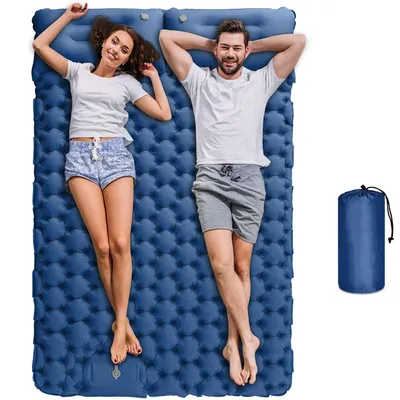 Produktbild von Isomatte Selbstaufblasend 2 Personen Outdoor mit Kissen und Fußpumpe Camping Zelt Matratze Schlafmatte Ultraleicht Reißfest Wasserdicht Faltbar