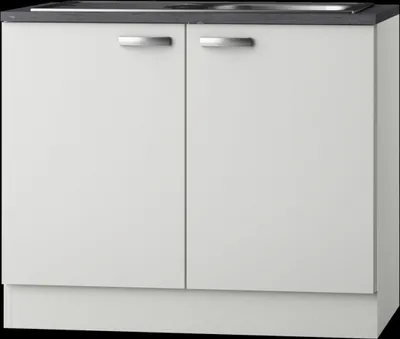 Produktbild von Küchen Spülenunterschrank mit Arbeitsplatte und Einbauspüle Lagos SAPL106-9 in weiß 100 cm breit