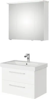 Produktbild von Pelipal Badmöbel-Set Sunline 105 BxHxT 80 x 200 x 46 cm Frontfarbe weiß hochglanz mit Keramik-Waschtisch Waschtischunter