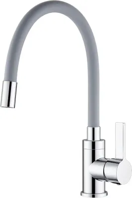 Obrázok produktu pre Uniqoos® Flexibilná kuchynská batéria s 360° otočnou výlevkou, 45 cm silikónová hadica odolná voči teplu, s nastaviteľnou výškou, vyrobená z nehrdzavejúcej ocele a plastu