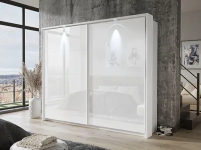Produktbild von LINA PLUS Kleiderschrank Weiß Hochglanz mit Erweiterung, Schrank version: Hochglanz