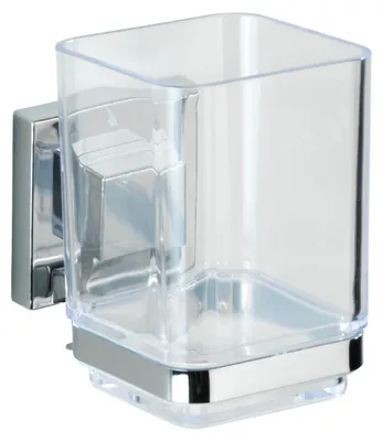 Produktbild von WENKO Zahnputz Becher QUADRO ohne bohren Edelstahl Bad WC Zahnbürsten Halter