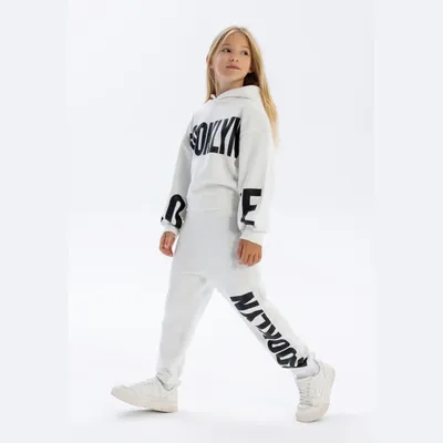 Produktbild von Minoti Jogginghose Baumwolle Kapuze Weiß Gr. 98 für Mädchen