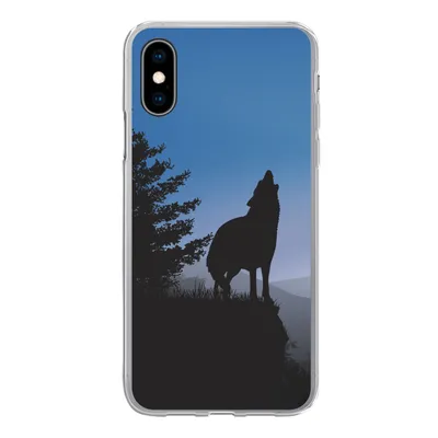 Produktbild von MuchoWow® Handyhülle Schutzhülle Hülle für iPhone X Wolf - Bäume - Scherenschnitt Silikon Softcase Handy Hülle - Handyhülle