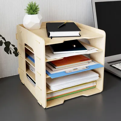 Image de Organisateur de bureau en bois avec 5 niveaux