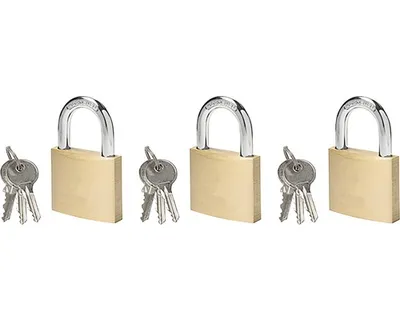 Produktbild von Vorhängeschloss Messing 40 mm 3er Pack