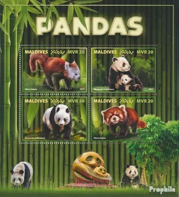 Produktbild von Briefmarken Malediven 2017 Mi 7218-7221 Kleinbogen (kompl. Ausg.) postfrisch Pandas