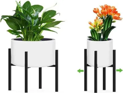Immagine prodotto di Supporto regolabile per piante - metallo nero - supporto per vasi di piante - interno - scaffale per piante da fiore