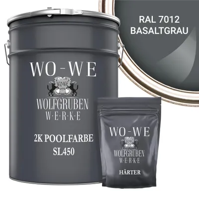 Produktbild von 2K Poolfarbe Poolbeschichtung Schwimmbadfarbe SL450 Basaltgrau wie RAL 7012 - 10Kg