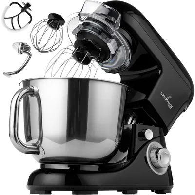 Produktbild von Robot kuchenny Lehmann planetarny 1300W z miską ze stali nierdzewnej 5l z hakiem do mieszania, do ciasta, trzepaczką, osłoną przeciwbryzgową, 6st.