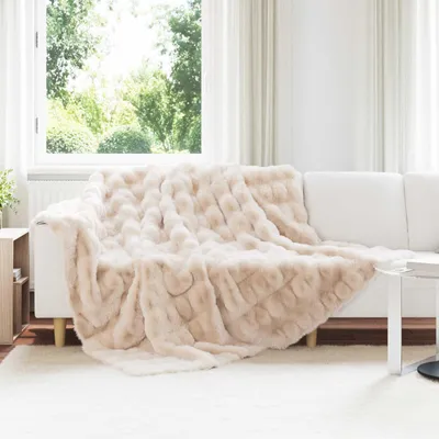 Produktbild von "Schlussverkauf" Kunstfell Kaninchenfell Decke Olite 4 Stück - Einfache Pflege - Beige 220x240 cm  C8677